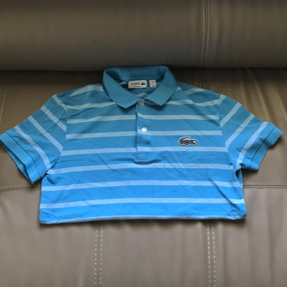 Striped Lacoste casual button up.